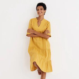 NWT Grae Cove Fallon 100% Linen Relaxed FIt V-neck Tiered Dress